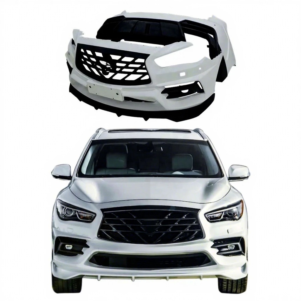 LD Style New High Quality FRP Material Front Rear Bumpers for QX60 JX35 2012-2021 Bolt-On Accessories Grille Diffuser
